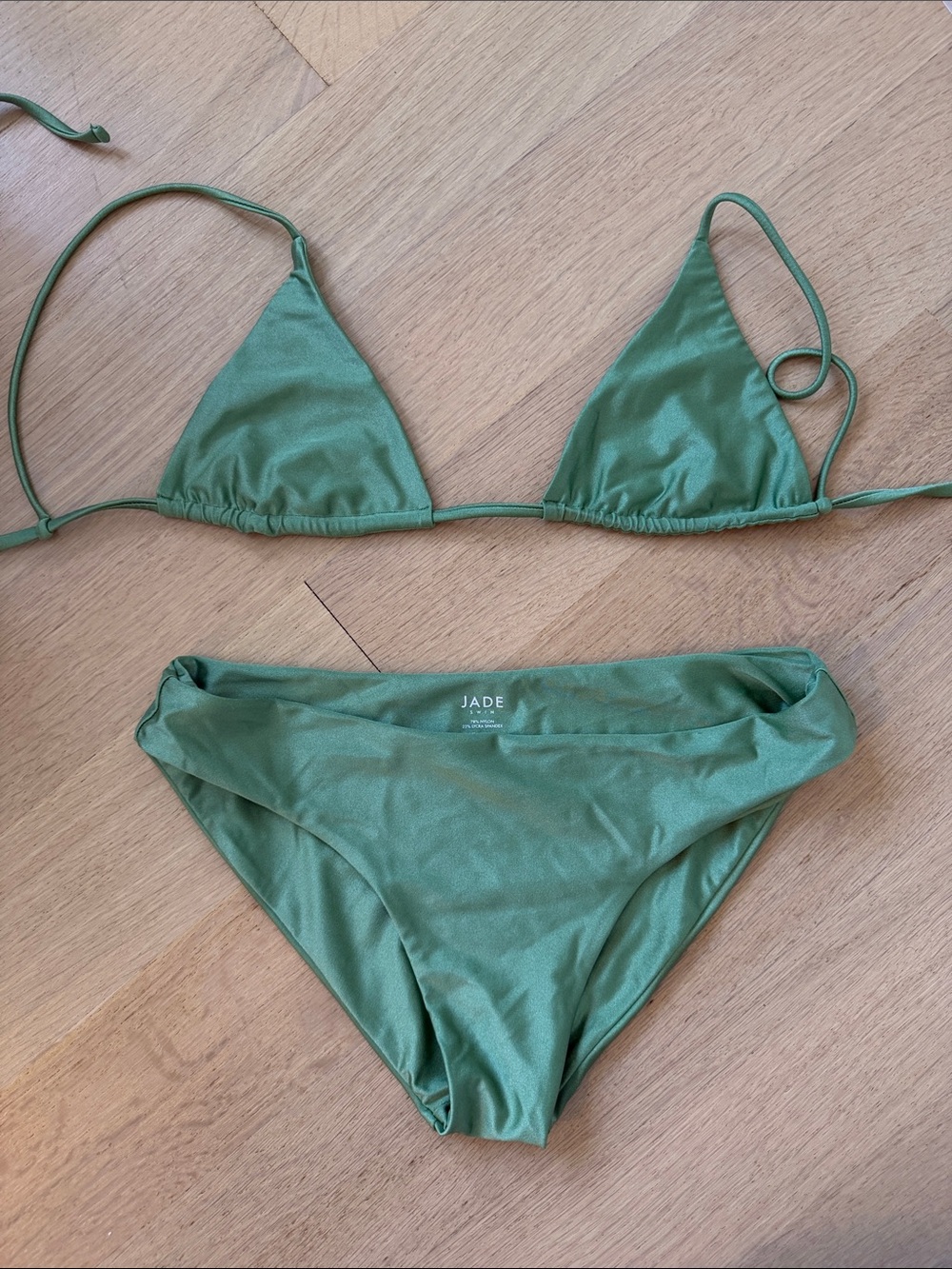 Jade Swim Via  Triangle Bikini Set green size M